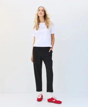 ACCESS Pants with elastic waistband and cuffs BLACK