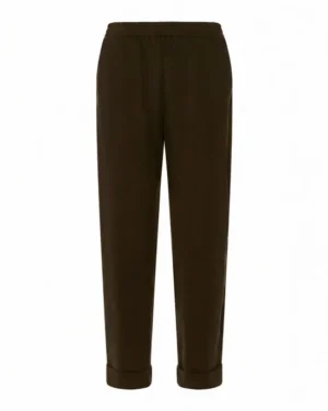 ACCESS Pants with elastic waistband and cuffs BROWN