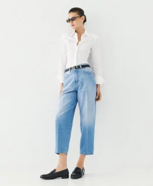 ACCESS High-waisted carrot-fit denim pants