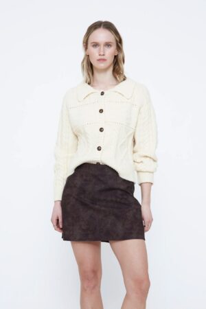 WILD PONY Off-white chain stitch cardigan
