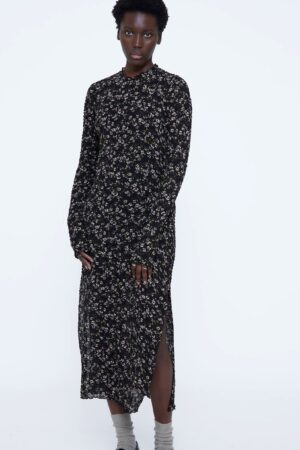 WILD PONY Green bright floral print midi dress