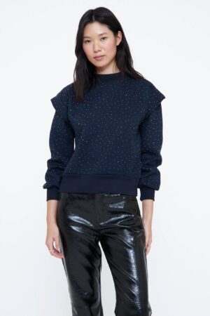 WILD PONY Navy sweatshirt with sparkly appliques