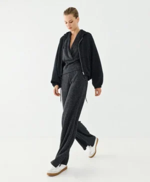 ACCESS Knitted lurex pants BLACK