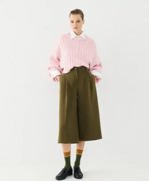 ACCESS Cropped oversized knit top PINK