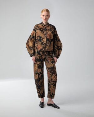MOUTAKI FLORAL BROWN OVERSIZED SHIRT