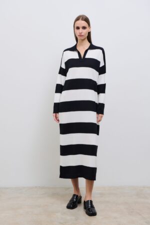 COMBOS Black And Ivory Knit Dress